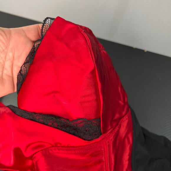 NWT Cacique Womens Red & Black Lace Corset Bustier Top Size 18/20 Boning Lace Up - Picture 3 of 8